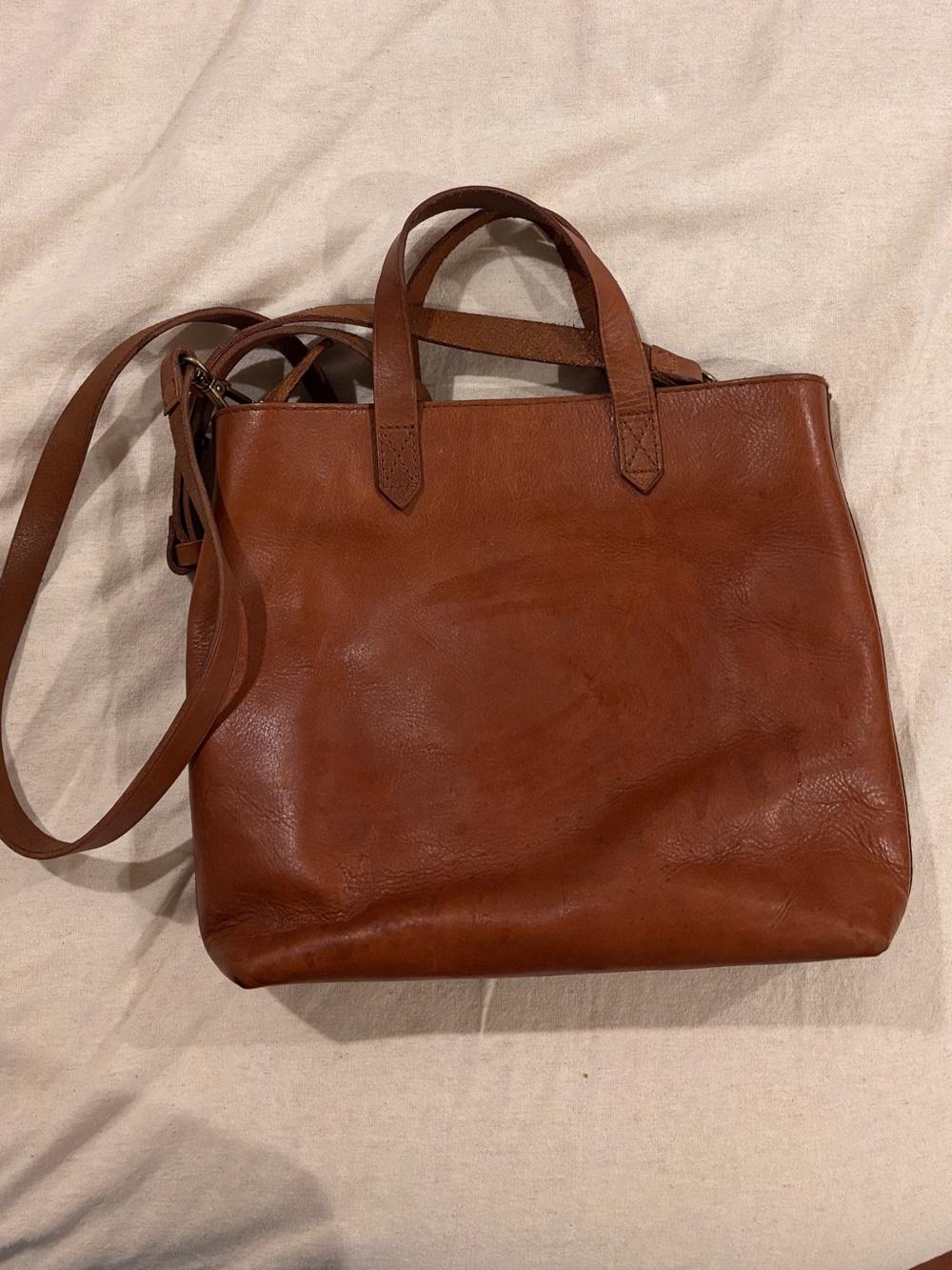 Madewell Chestnut Leather Tote Shoulder Bag